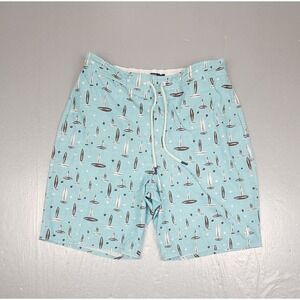 Johnnie-O BoardShorts Mens Large Blue Rowan Half Elastic Stretch Swim Trunks